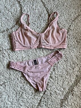 Light Pink Sheer Lingerie Bra Set  Victoria secret